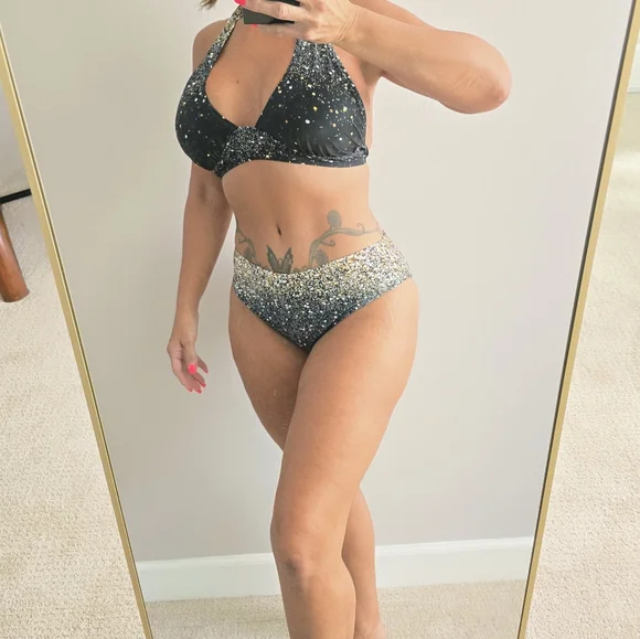 Pg8 Black and Gold Sequin Bikini Set - Picture 4 of 9
